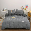 DecorBites™ Japanese Grid Print Bedding Set for All Seasons, Queen/King Size Quilt Cover