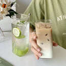 DecorBites™ 500ml Square Glass Juice Cup - Transparent & Heat-Resistant