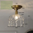 DecorBites™ Glass Grid LED Ceiling Lamp: Luxury Crystal Nordic Copper Ceiling Lights