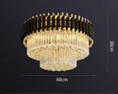 DecorBites™ Gold Black Crystal Ceiling Chandelier - Round LED Pendant for Living Room Lighting