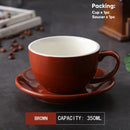 DecorBites™ 350ml Latte Ceramic Coffee Cup and Saucer Set - Set of 2