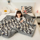 DecorBites™ Cotton Floral Double Quilt | Retro Soothe Doudou Bedding Blanket