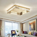 DecorBites™ Crystal LED Dimmable Ceiling Lights: Modern Square Steel Fixture for Living Room