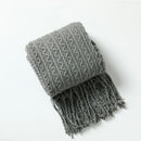 DecorBites™ Geometric Knit Sofa Blanket with Tassels
