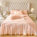 DecorBites™ Cotton Lace Princess Bed Sheet Set with Solid Color Bedspread