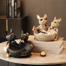 DecorBites™ French Bulldog Butler Statue, Resin Animal Sculpture, Home & Office Decor Gift