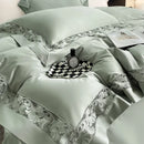 DecorBites™ Lace Embroidery 1200TC Egyptian Cotton 4Pcs Bedding Set with Wide Hollow Design