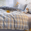 DecorBites™ Cozy Plaid Duvet Cover | Simple Nordic Comforter Cover | Non-Fading Washed Cotton Bedding
