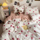 DecorBites™ Korean Floral Print Single Duvet Cover: Sweet Comfort, All Seasons, Skin-Friendly
