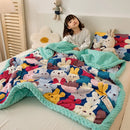 DecorBites™ Cotton Floral Double Quilt | Retro Soothe Doudou Bedding Blanket