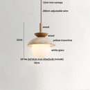 Wabi sabi beige stone and wood led pendant light dining room