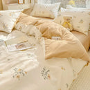 DecorBites™ Double-Sided Floral Print Cotton Bedding Set - Queen Size Soft Duvet Cover Set