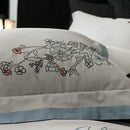 DecorBites™ Cotton Flowers Horse Embroidery Luxury Bedding Set - Duvet Cover, Bed Sheet, Pillowcases