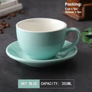 DecorBites™ 350ml Latte Ceramic Coffee Cup and Saucer Set - Set of 2