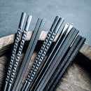 DecorBites™ Japanese Style Black Alloy Chopsticks - 10 Pairs | Anti-Slip, Moisture-Proof, High Temperature Tableware