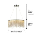 DecorBites™ Gold Chain Chandelier Pendant Light w/ Remote, Modern Tassel Design for Kitchen & Living Room