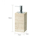 DecorBites™ Beige Travertine Marble Bathroom Accessories Set - Soap Dispenser, Soap Dish, Reed Diffuser
