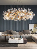 DecorBites™ Glass Crystal LED Branches Chandelier Pendant Light - Handmade Kapok Flower Decoration