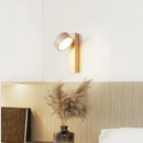 DecorBites™ Cream Style Bedside Lamp With Rotatable LED Light - Walnut Wood Texture