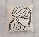 DecorBites™ Lambswool Face Cushion Cover 45x45 Beige White Abstract Art Pillowcase