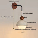 DecorBites™ LED White Glass Wall Light Fixture Modern Pull Chain Switch Bedside Sconce