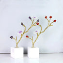 DecorBites™ Crystal Flower Tree Sculpture: Golden Branches with Marble Base