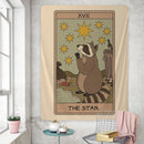DecorBites™ Cute Raccoon Tarot Card Tapestries: Boho Mystery Art for Hippie Home Decor