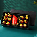 DecorBites™ Gold Twelve Animal Head Ceramic Wine Shot Glasses Set for Home Decoration
