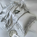 DecorBites™ Luxe 1500TC Egyptian Cotton Lace Wide Edge Bedding Set: Duvet Cover, Sheet, Pillowcases