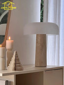 DecorBites™ Cream Wind Mushroom Desk Lamp LED Marble Art Decor Living Study Decor