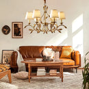 DecorBites™ Gold Copper Chandelier with Fabric Shades & LED Lighting