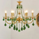 DecorBites™ Green Crystal Chandelier for Living Room - Bohemian Style LED Pendant Lighting