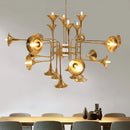 DecorBites™ Gold Trumpet Pendant Multi-Head Chandeliers: Modern Creative Horn Floor Lights