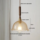 DecorBites™ Green Glass LED Pendent Lamps, Walnut Copper Modern Hanging Light Fixtures