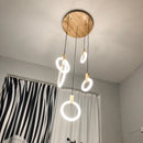DecorBites™ LED Wood Stair Chandelier: Modern Nordic Living Room Ceiling Pendant Lights