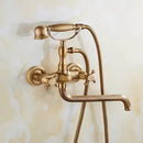 Antique brass bathtub shower set with ceramic handles bathroom mixer
