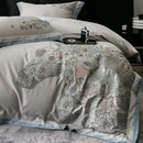 DecorBites™ Cotton Flowers Horse Embroidery Luxury Bedding Set - Duvet Cover, Bed Sheet, Pillowcases