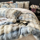 DecorBites™ Gradient Faux Rabbit Fur Bedding Set - Warm Luxury Plush Duvet Cover & Quilt Sets