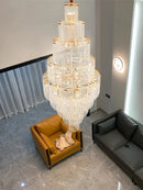DecorBites™ Large Golden Crystal Chandelier for Modern Luxury High Ceilings