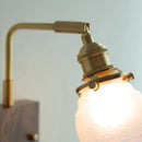 DecorBites™ Glass Pink LED Wall Sconce, Pull Chain Switch, Walnut Wood Bedside Lamp