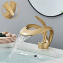 DecorBites™ Black Brass Waterfall Basin Faucet, Single Handle Deck Mount Vanity Tap