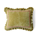 DecorBites™ Luxe Chenille Ruffled Green Lumbar Pillow Cover 35x45