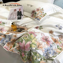 DecorBites™ Egyptian Cotton Flowers Embroidery Luxury Bedding Set - Queen King Size