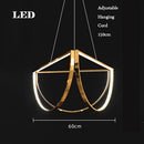 Modern black gold geometric led chandelier living room pendant light