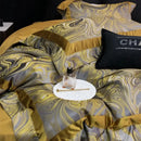 DecorBites™ Brocade Satin Jacquard Luxury Cotton Bedding Set - Duvet Cover, Sheet, Pillowcases