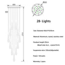 DecorBites™ Crystal Teardrop Chandelier Staircase LED Pendant Light, Gold Living Room Decor
