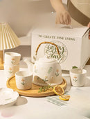 DecorBites™ Daisy Teapot Set: New Wedding Gift Souvenir Tea Set in Branded Gift Box