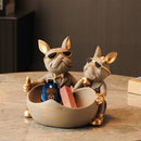 DecorBites™ French Bulldog Butler Statue, Resin Animal Sculpture, Home & Office Decor Gift