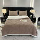 DecorBites™ Double Layered Flannel Arch Jacquard Plush Blanket - Warm & Cozy Coral Fleece Quilt