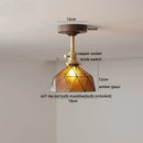 DecorBites™ Green Glass LED Ceiling Lights: Modern Copper Wood Indoor Lamp